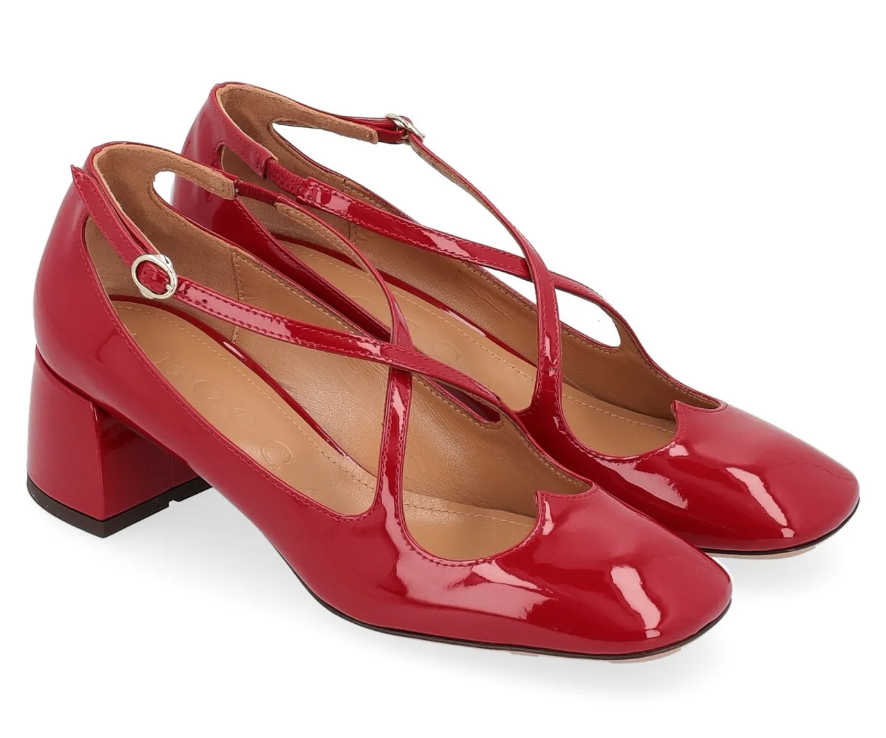 A.Bocca Pompe Two for Love en cuir verni rouge grenat
