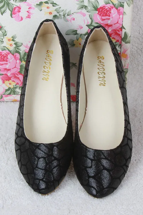 Ballerines champagnes plates effet serpent