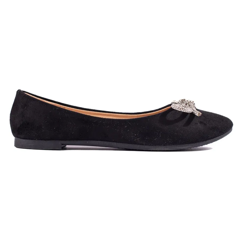 Ballerines classiques pour femmes noires avec un nœud Shelovet le noir