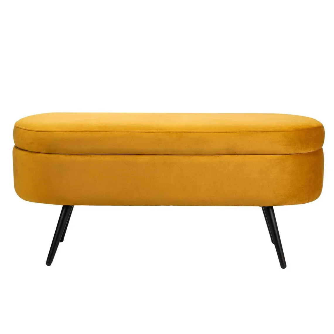 Banc design scandinave avec rangement et pieds metal - jaune | 3 Suisses