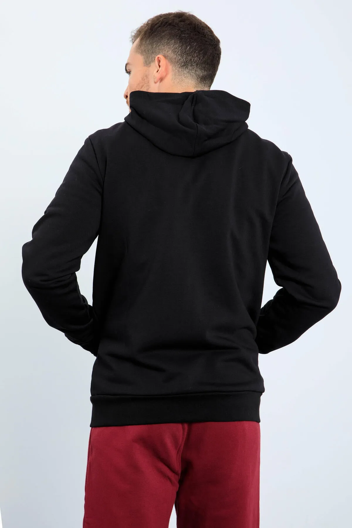basic kapüonlu rahat form naki detayli fermuarli erkek sweatshirt - 88035
