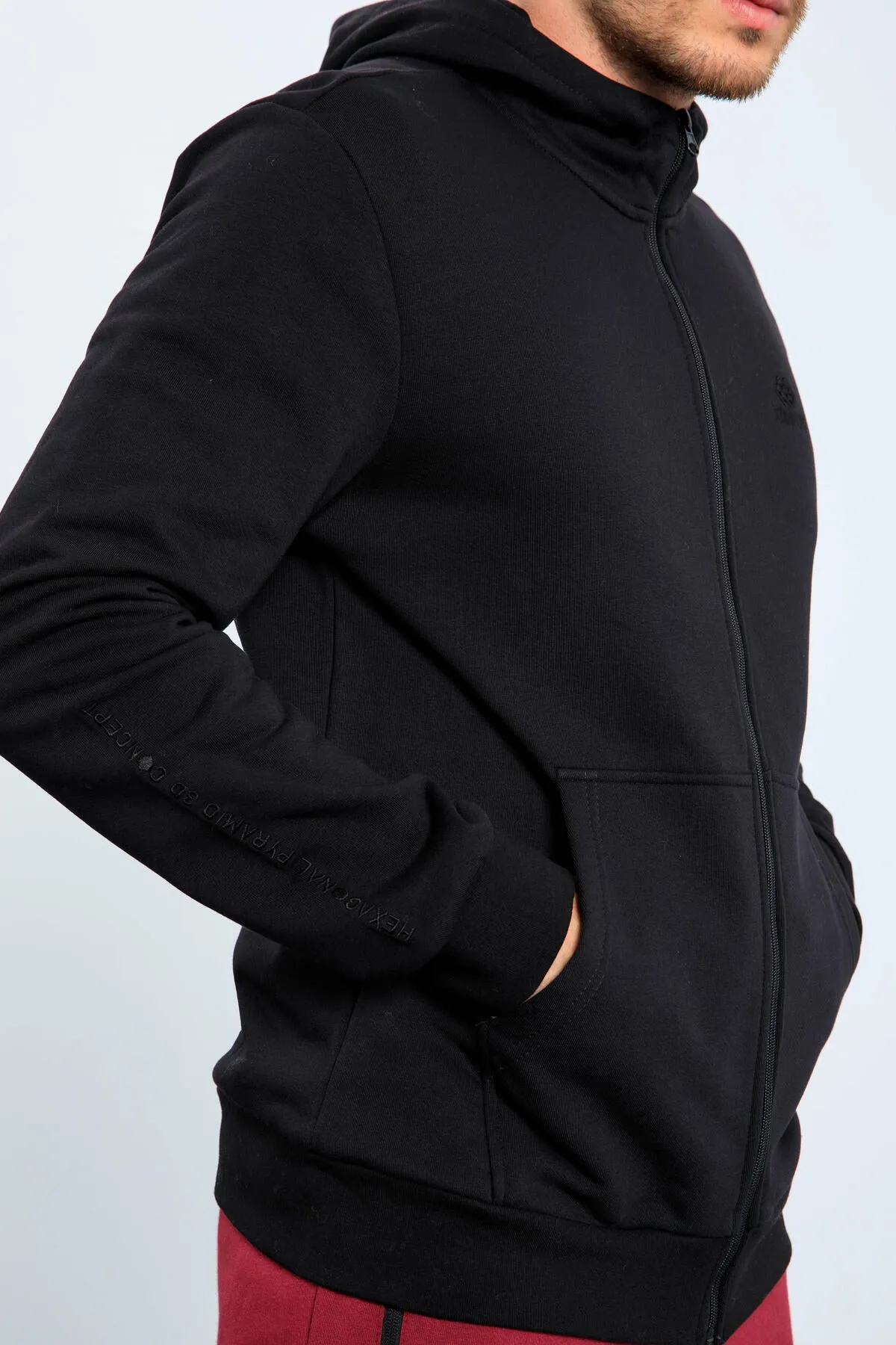 basic kapüonlu rahat form naki detayli fermuarli erkek sweatshirt - 88035