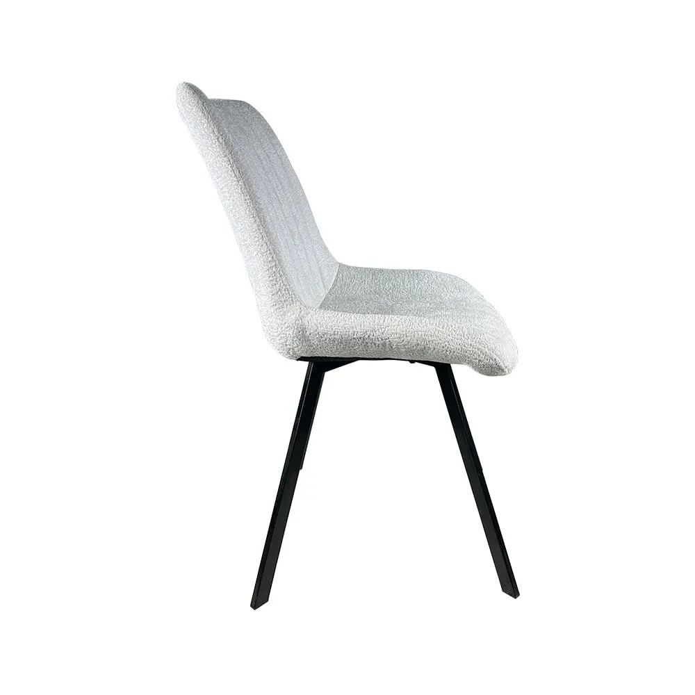 Chaise de salle à manger Susta en velours chenillé blanc