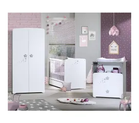 Chambre Trio Lit Et Commode Et Armoire En Bois Blanc