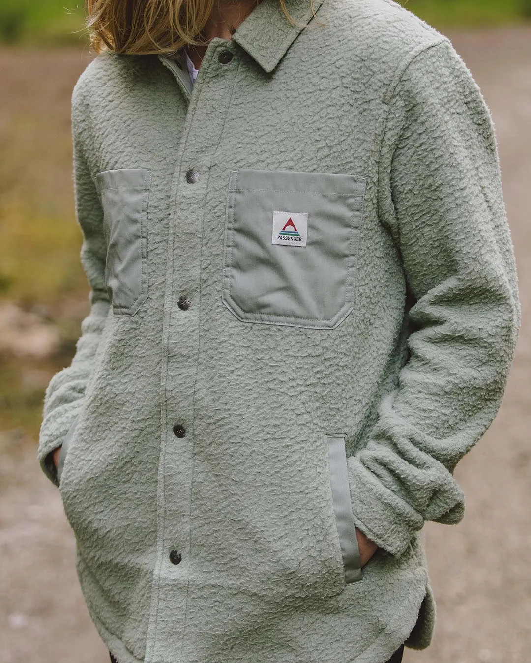 Chemise Sherpa Recyclée Oversize Rappel - Pistache