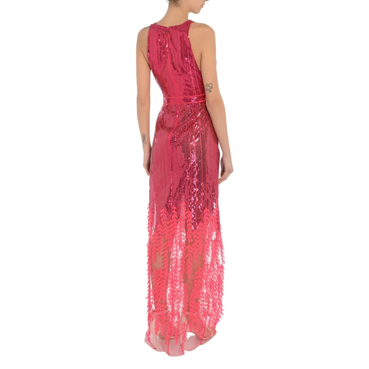 Elisabetta Franchi Robe de tapis rouge en paillettes fuchsia