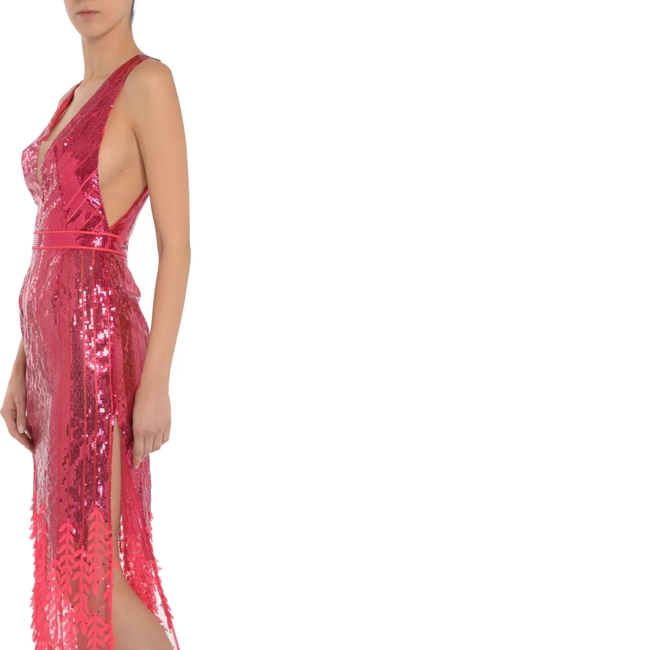 Elisabetta Franchi Robe de tapis rouge en paillettes fuchsia