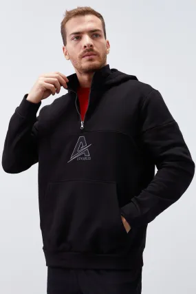 erkek yarim fermuar standart kalip kapüonlu sweatshirt - 88033