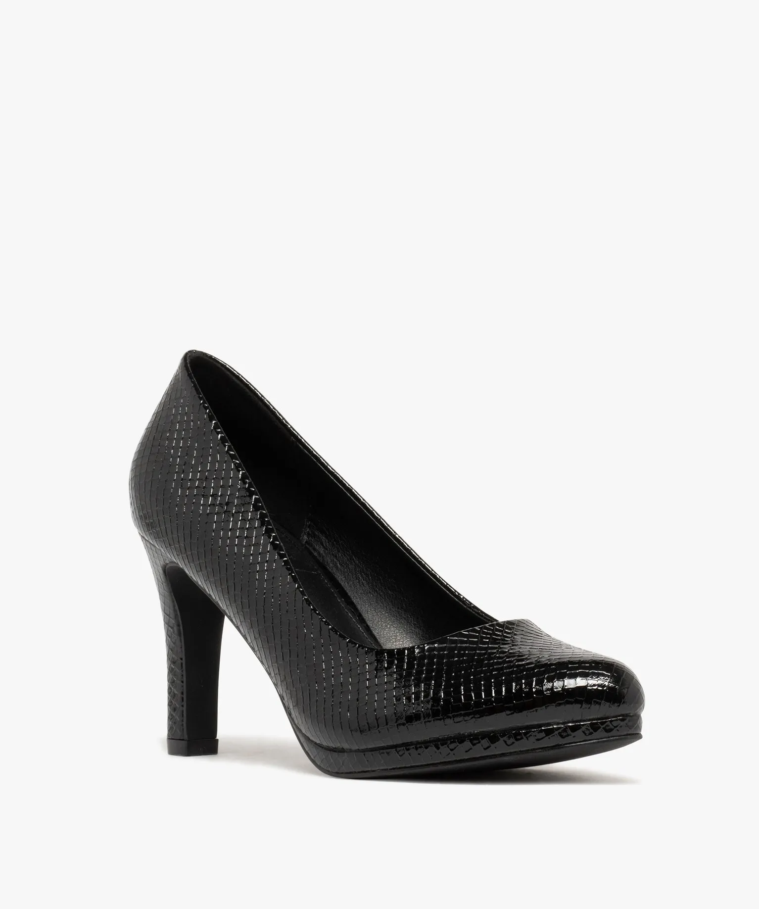 Escarpins femme à talon aiguille effet quadrillé noir
