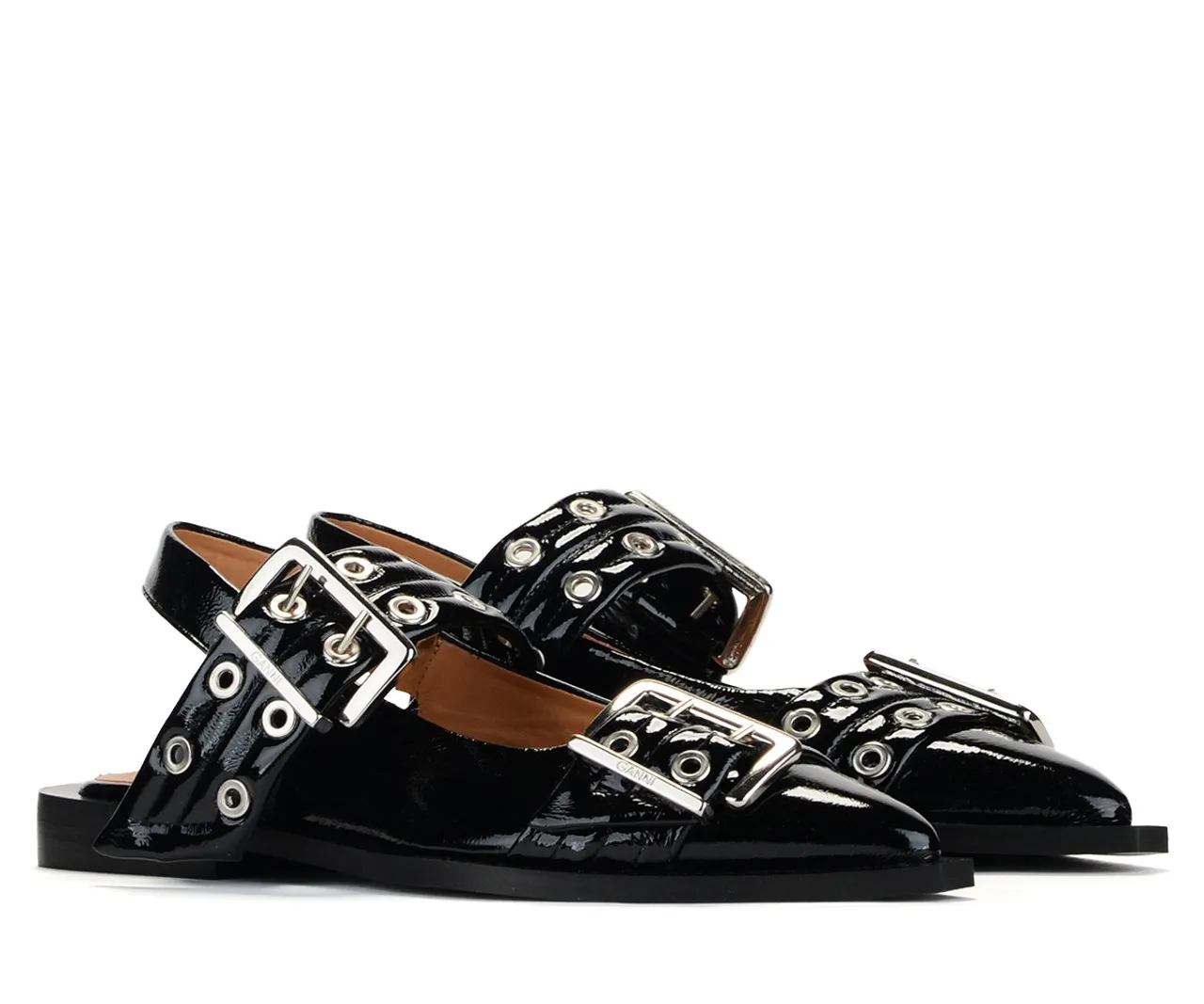 Ganni Ballerine en noir naplack