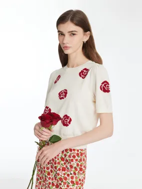 Haut en tricot Tencel Rose Jacquard pour femme
