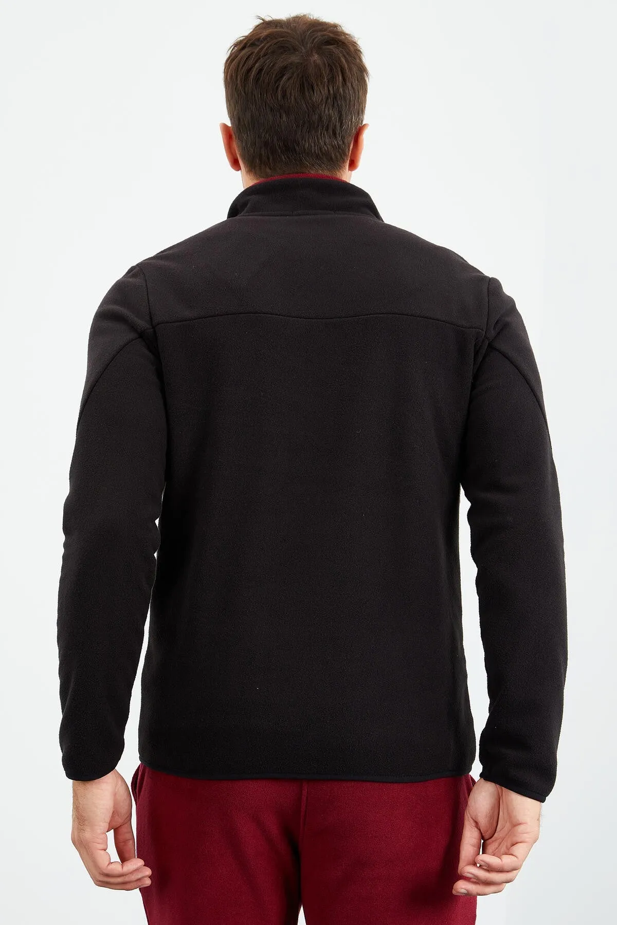 iki renkli fermuarli dik yaka standart kalip erkek sweatshirt polar - 87994