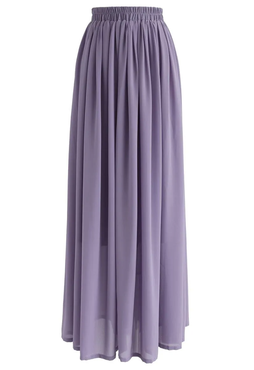 Jupe Longue Plissée en Violet 
