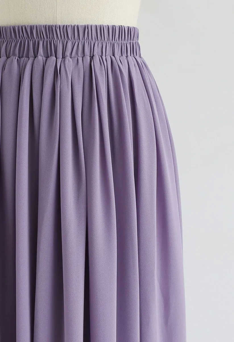 Jupe Longue Plissée en Violet 