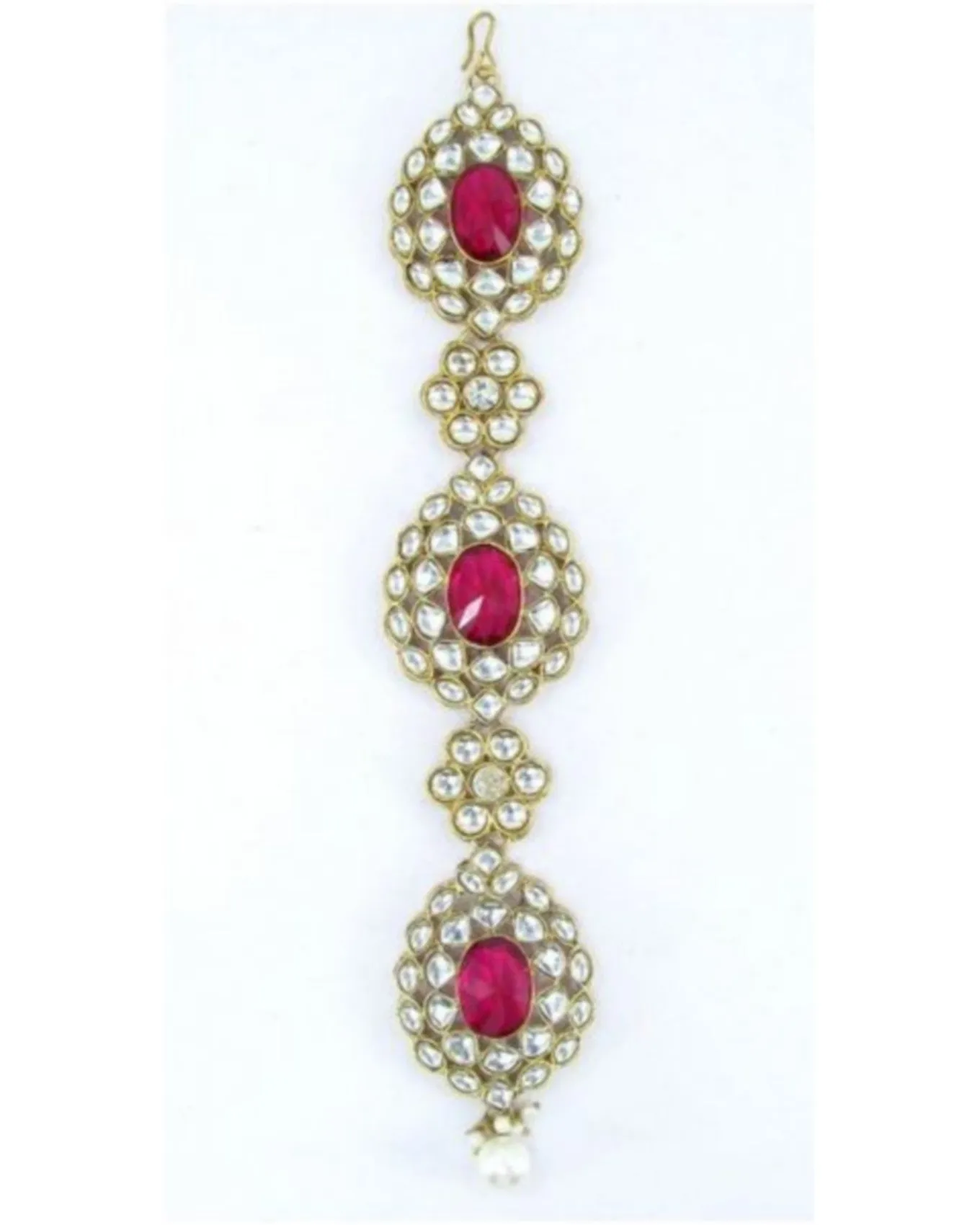 Kundan choti - Bijou Cheveux - Rose blanc doré