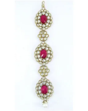 Kundan choti - Bijou Cheveux - Rose blanc doré