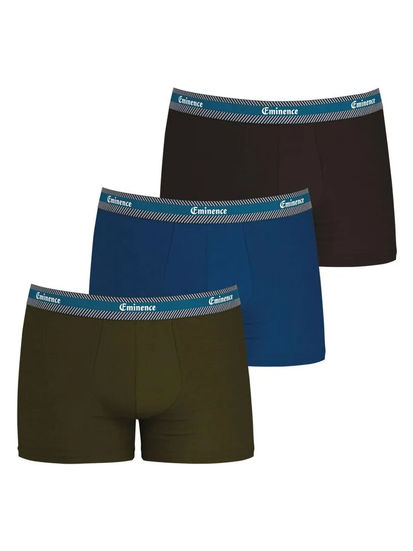 Lot de 3 boxers homme Sélection Coton Bio - Bleu Kaki Noir