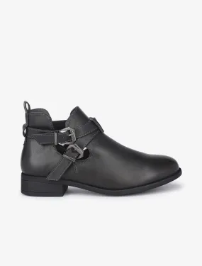 Low boots à sangles et découpes - Anthracite