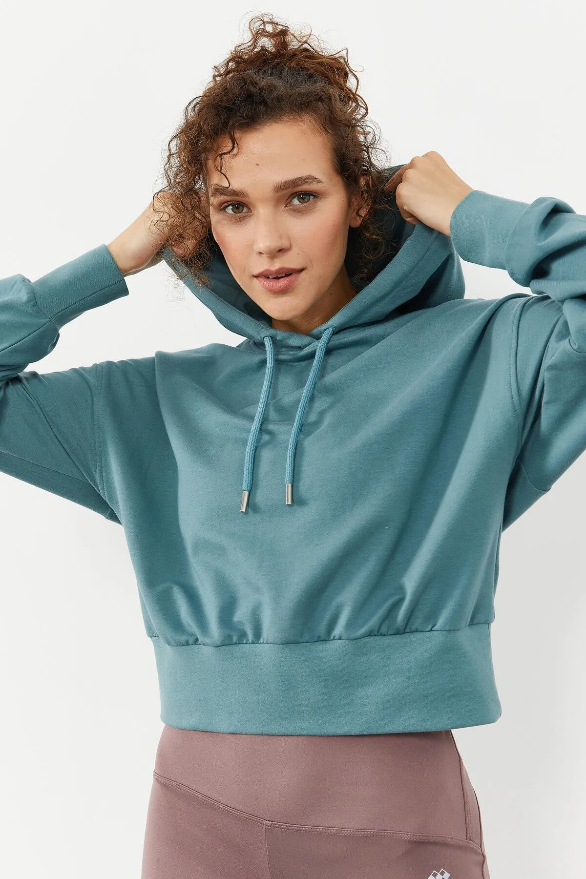 omuz büzgü detayli balon kol rahat form kadin sweatshirt - 97166