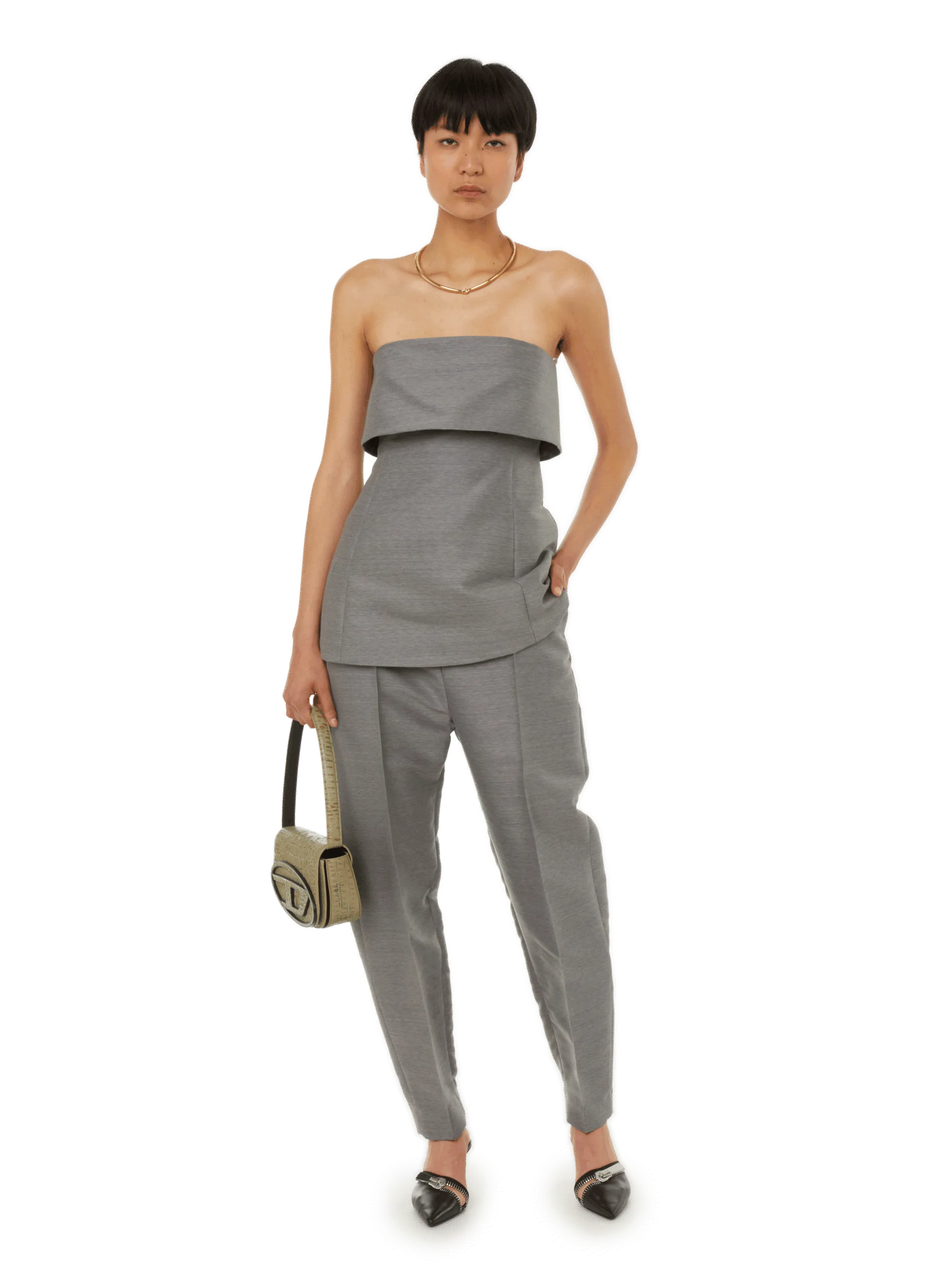 PANTALON EN COTON ET LAINE - TOTEME pour FEMME | Printemps