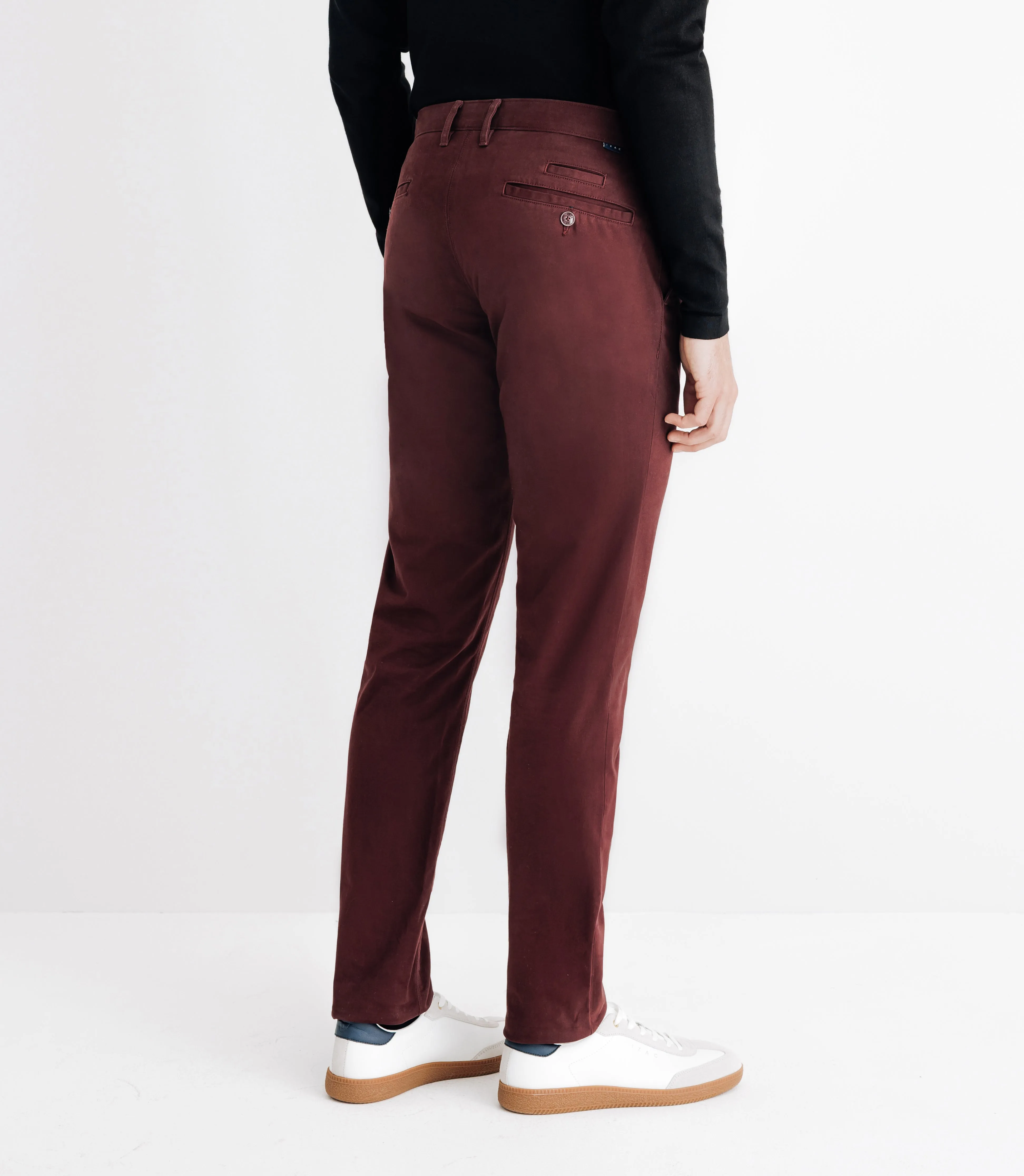 Pantalon en satin de coton bordeaux