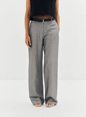 Pantalon Loca gris en lin et lurex