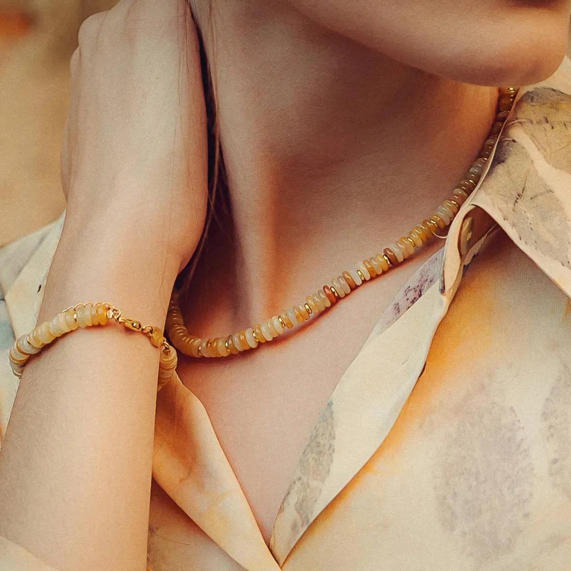 Parure Blima en pierres Jade jaune | 3 Suisses