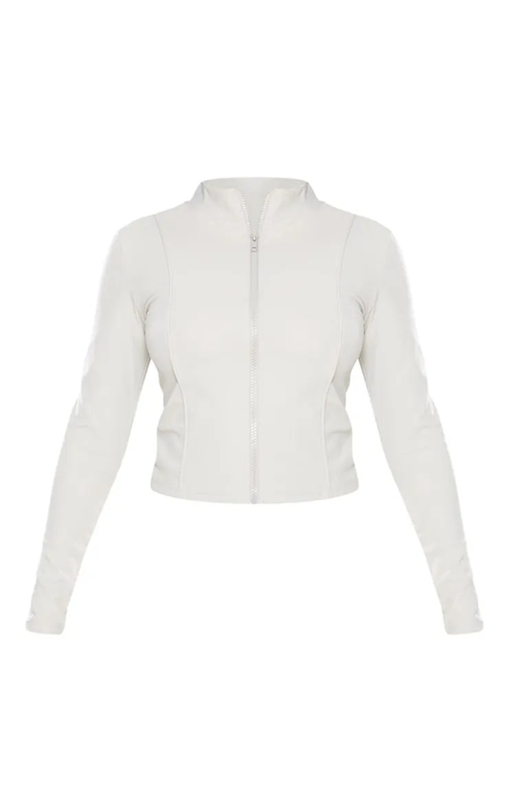 Petite Top Sculpt kaki clair sans coutures  à zip et détail contours