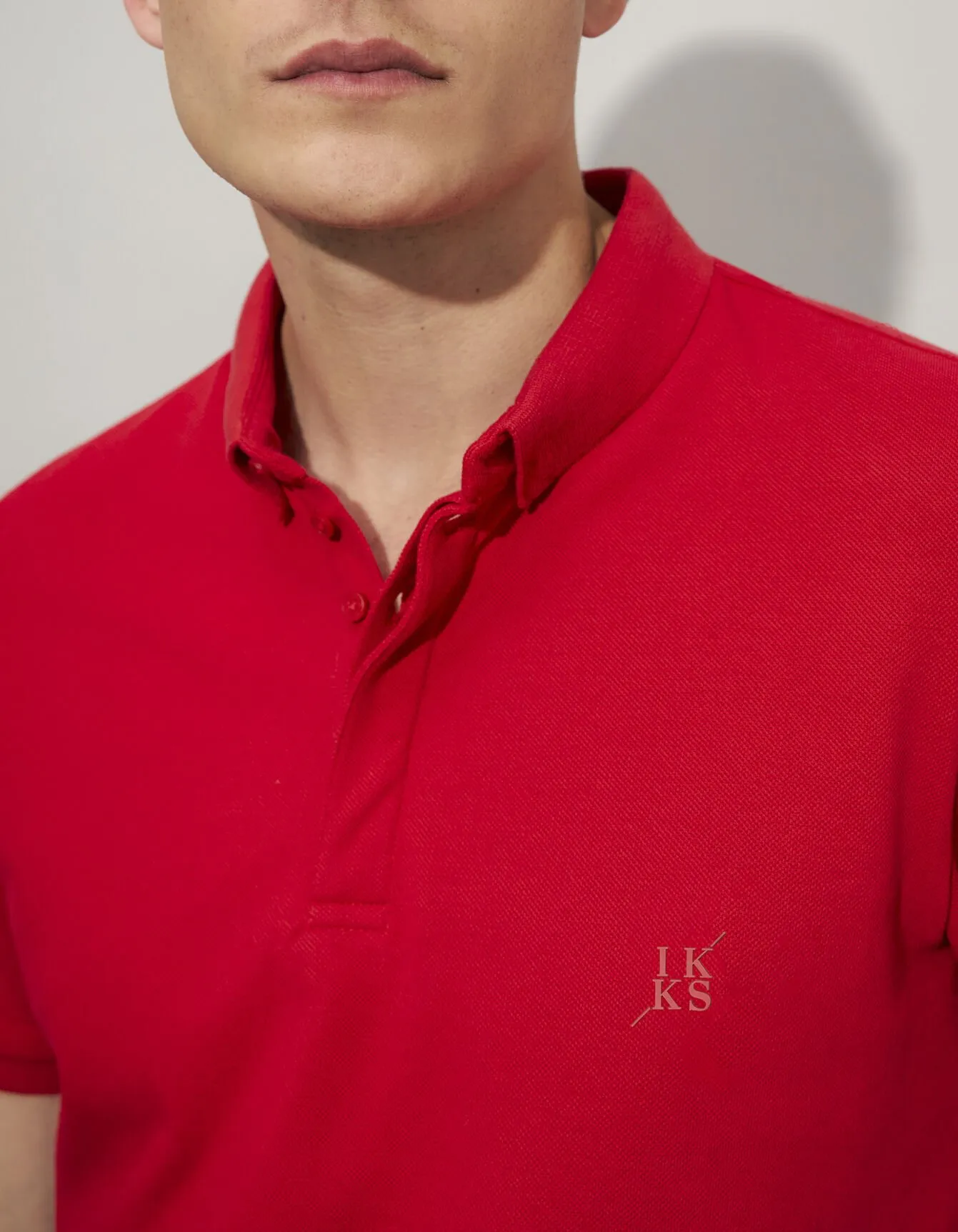 Polo SLIM rouge bi-matière Homme