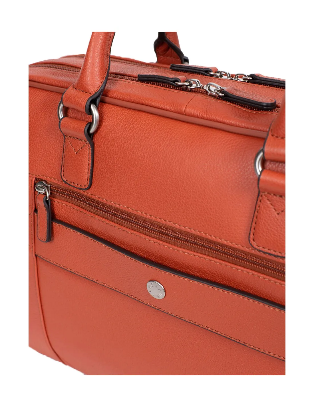 Porte ordinateur Hexagona en cuir ref_47994 Orange 40*26*8.5