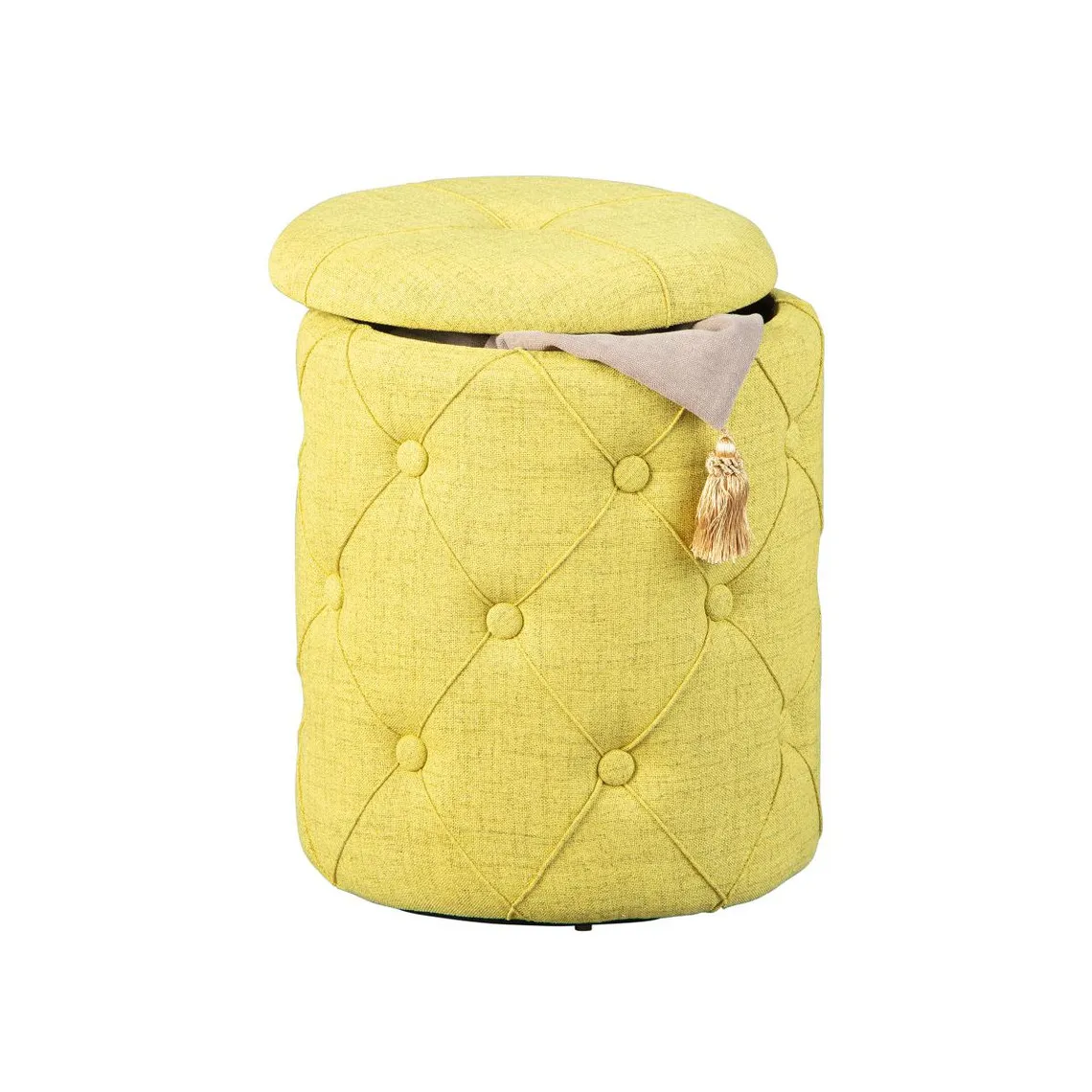 Pouf de rangement jaune-vert PAYAK | Tabouret 3 SUISSES