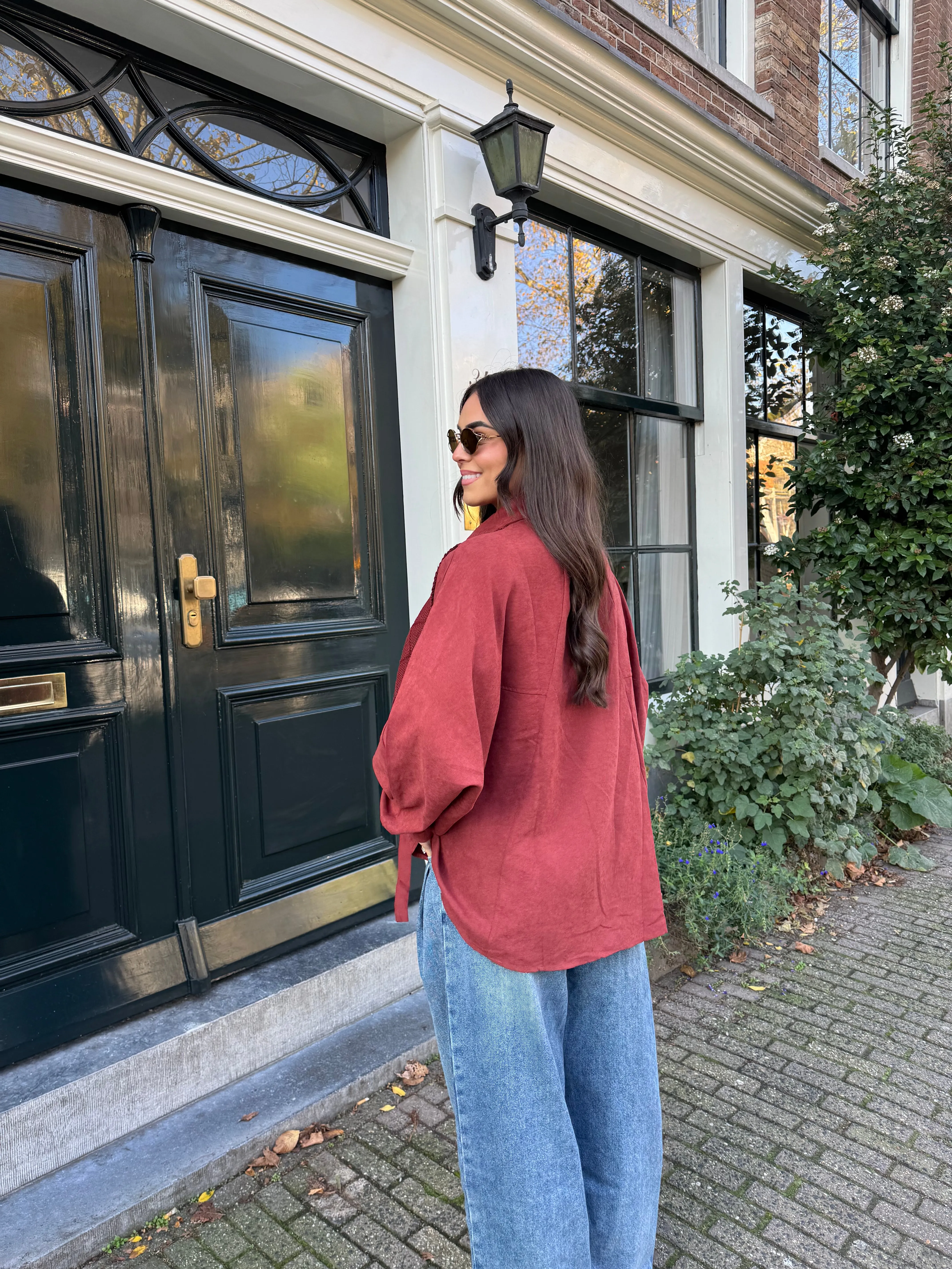 Pull chemise bordeaux (H6800)