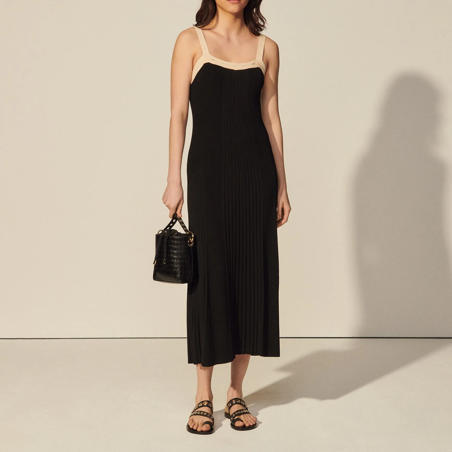Robe longue bicolore en maille