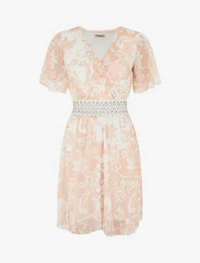 Robe mi-longue à détail irisé et bande large - Rose saumon