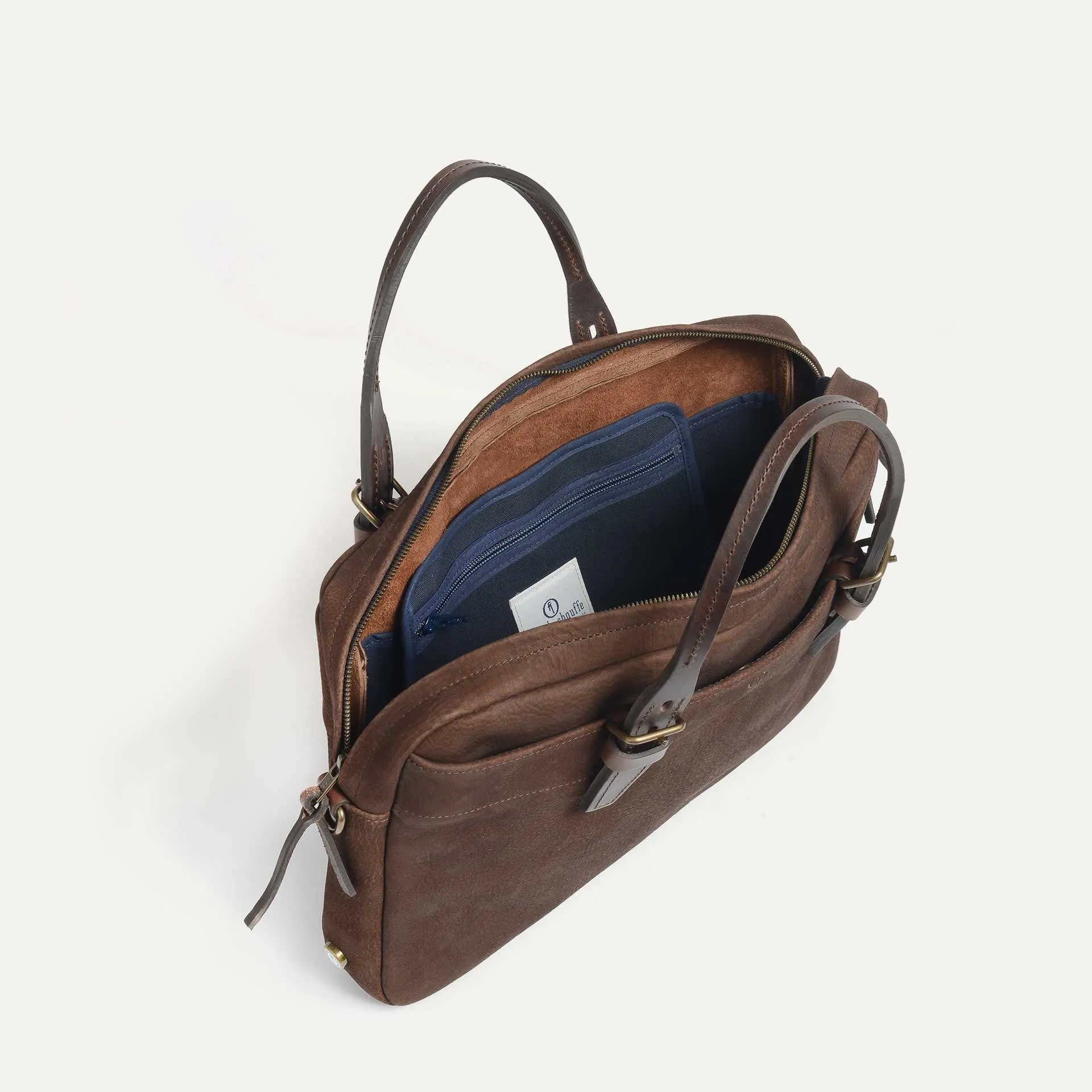 Sac business Folder - Café / Cuir Waxé - Bleu de Chauffe - Marques de France