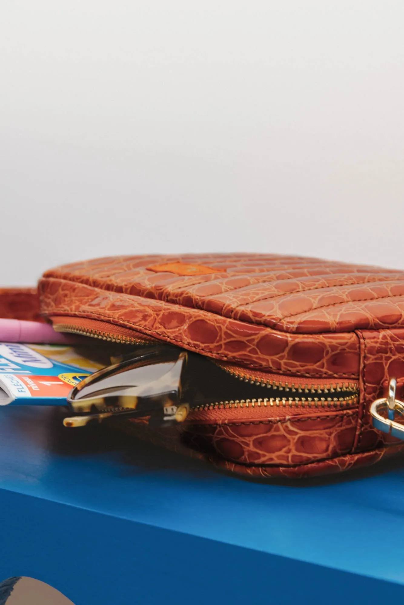 Sac Cesar embossé croco orange