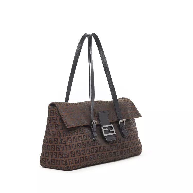 Sac à main Baguette Fendi Tissu technique Marron