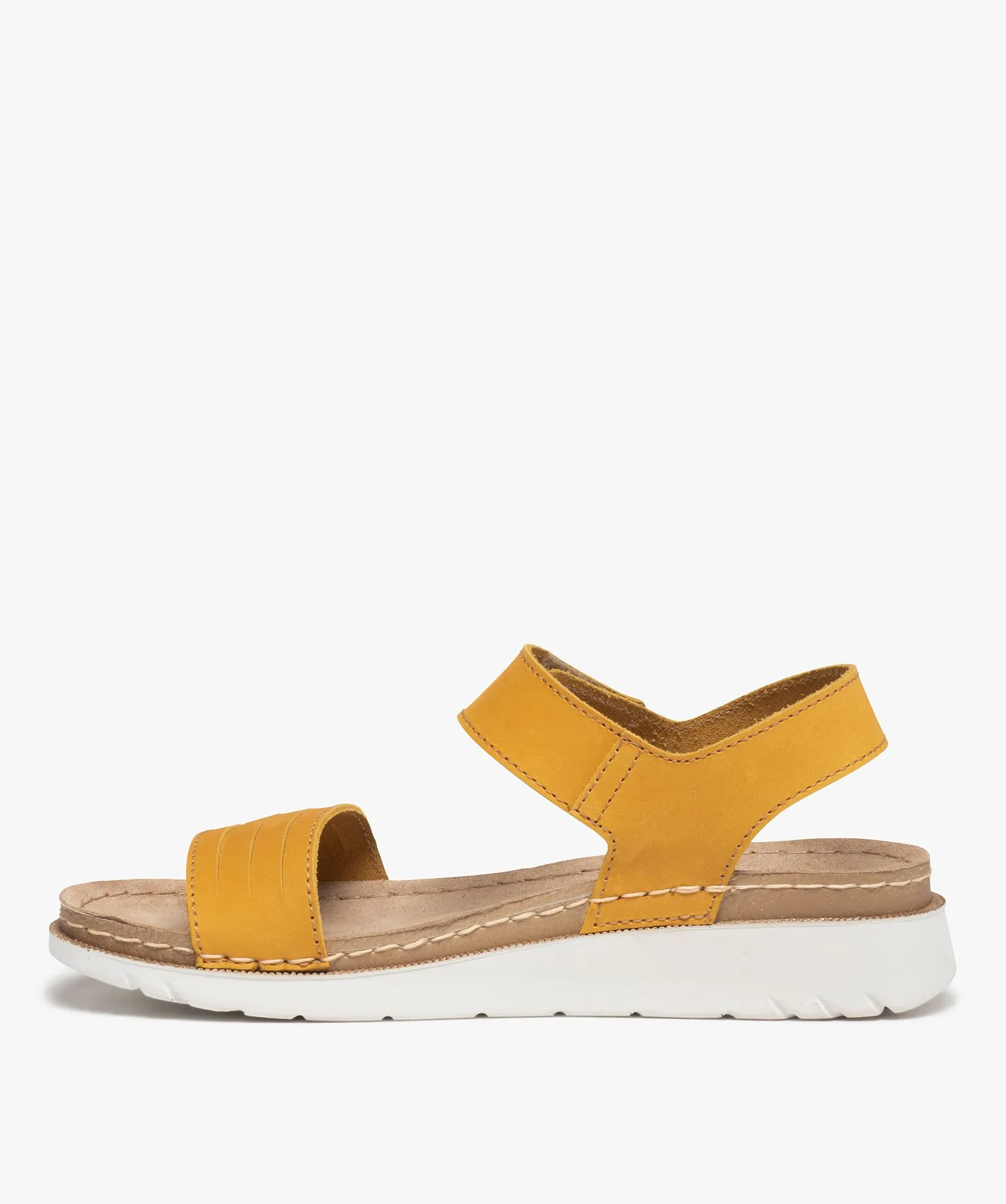 Sandales femme confort à brides en cuir jaune