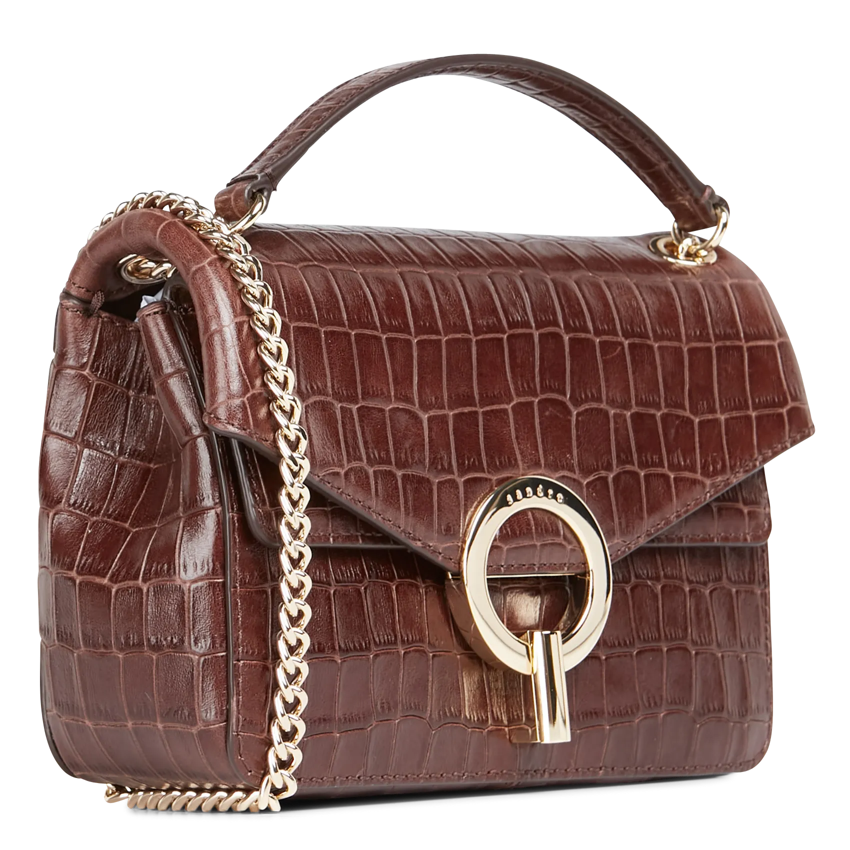 SANDRO  Sac en cuir aspect croco yza pm - Marron