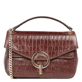 SANDRO  Sac en cuir aspect croco yza pm - Marron