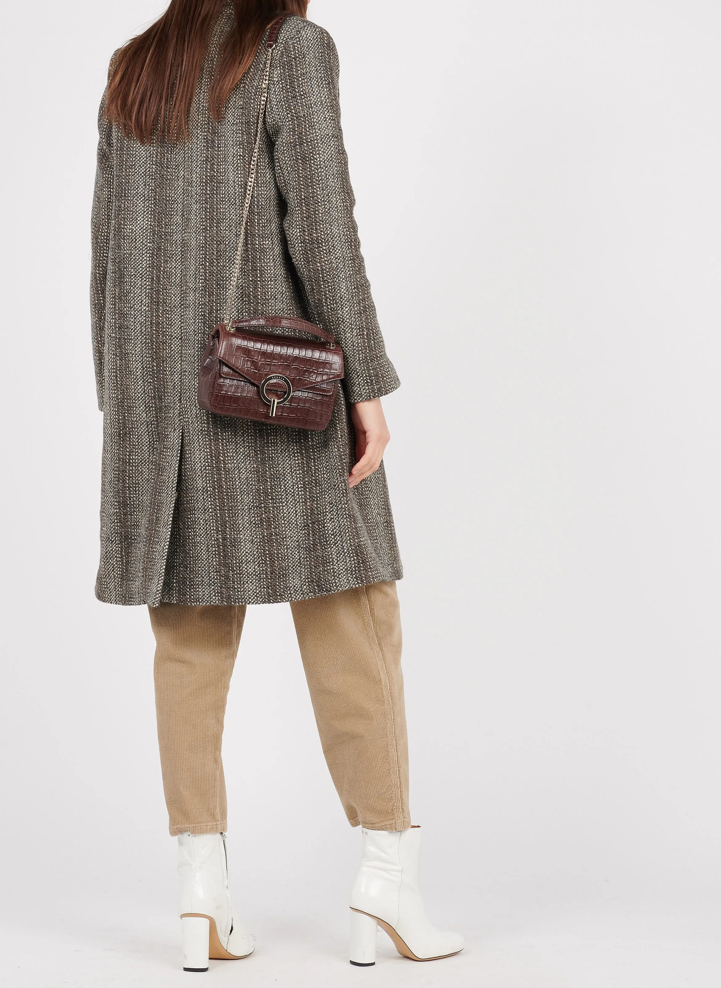 SANDRO  Sac en cuir aspect croco yza pm - Marron