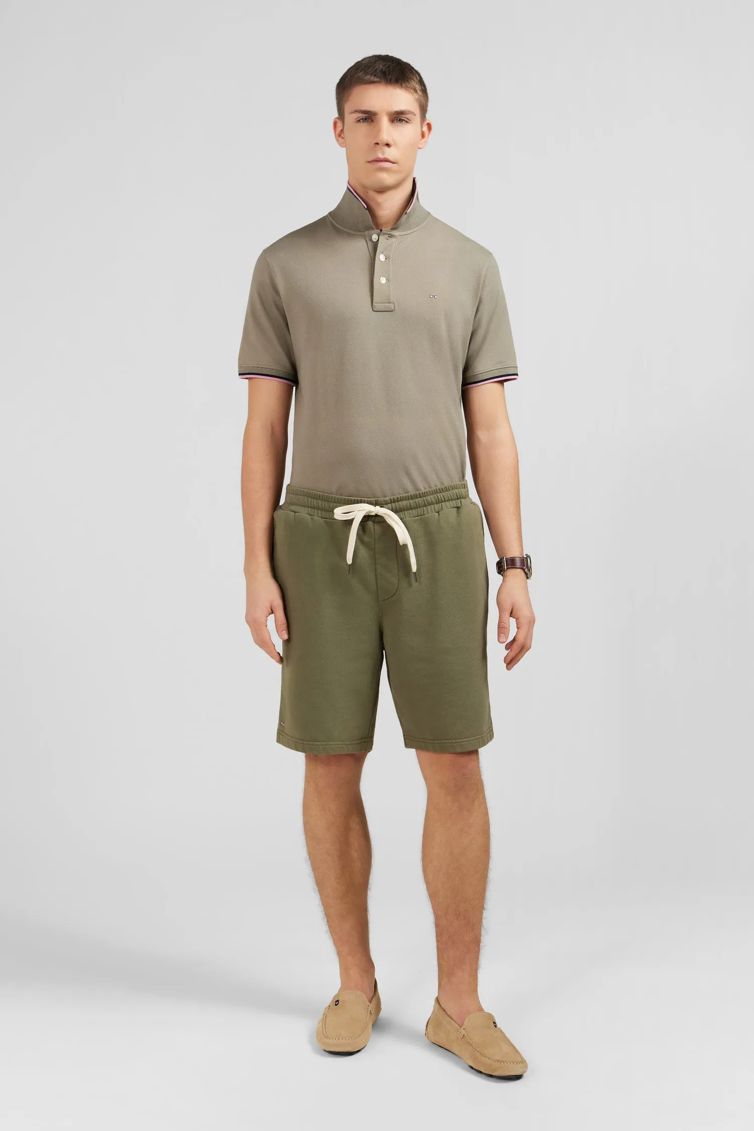 Short en molleton kaki