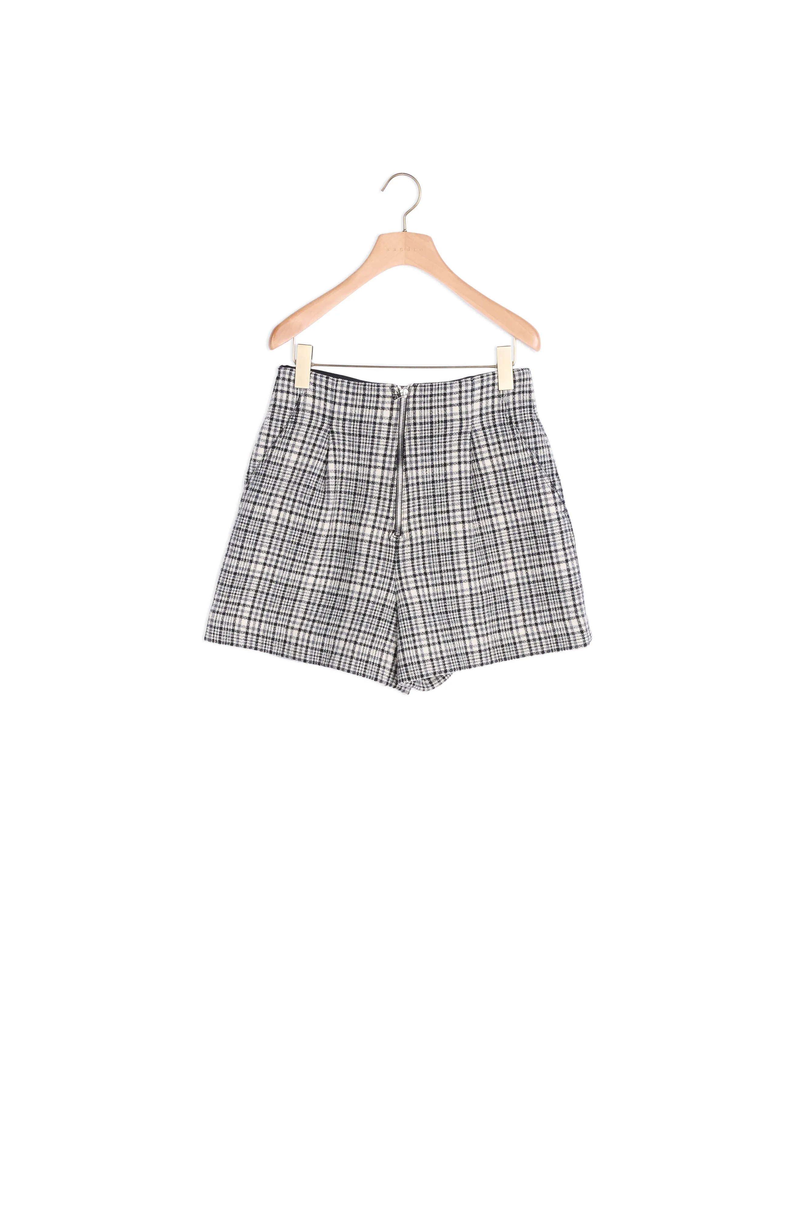 Short zippé à carreaux