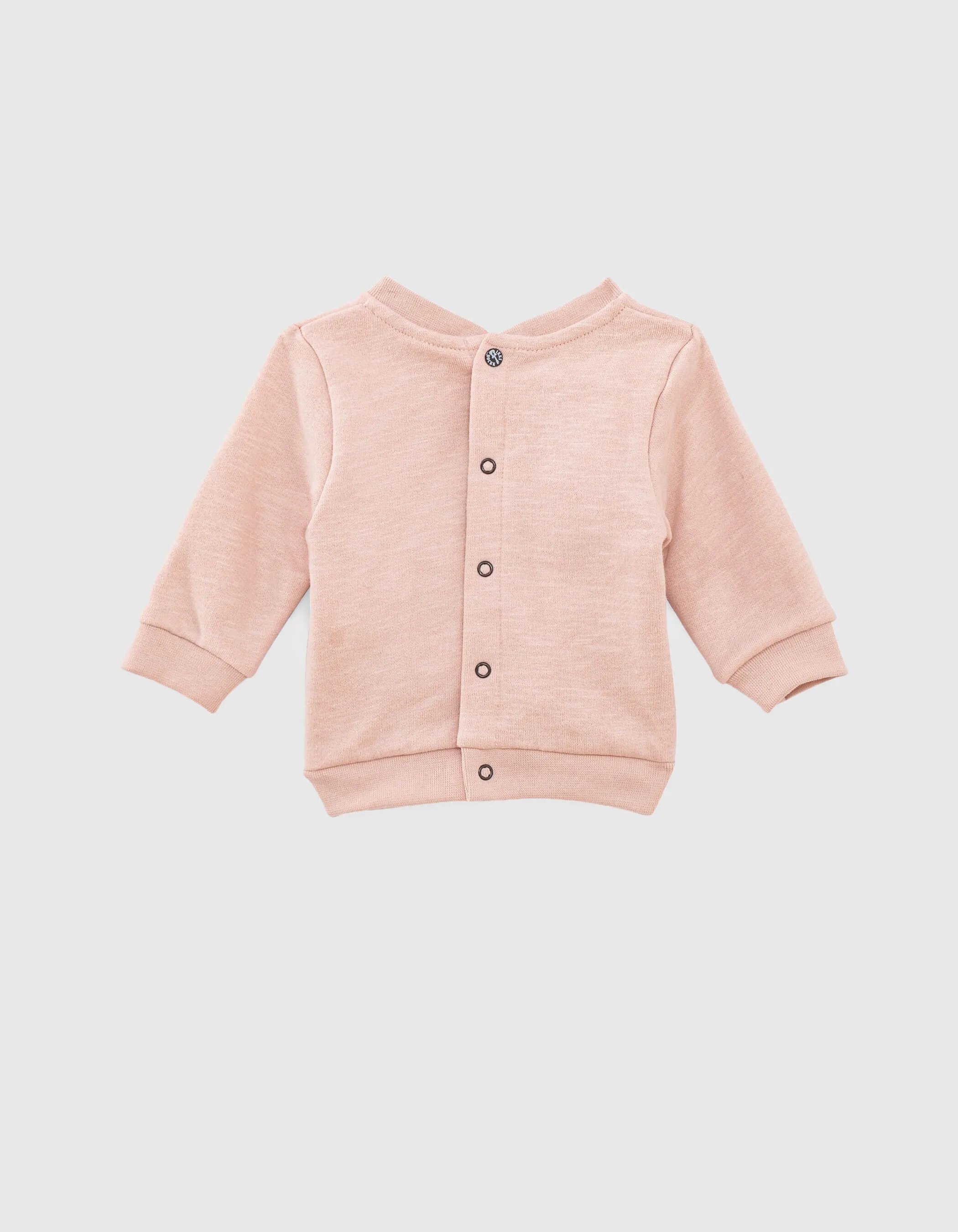 Sweat rose pâle brodé skull en molleton bio bébé