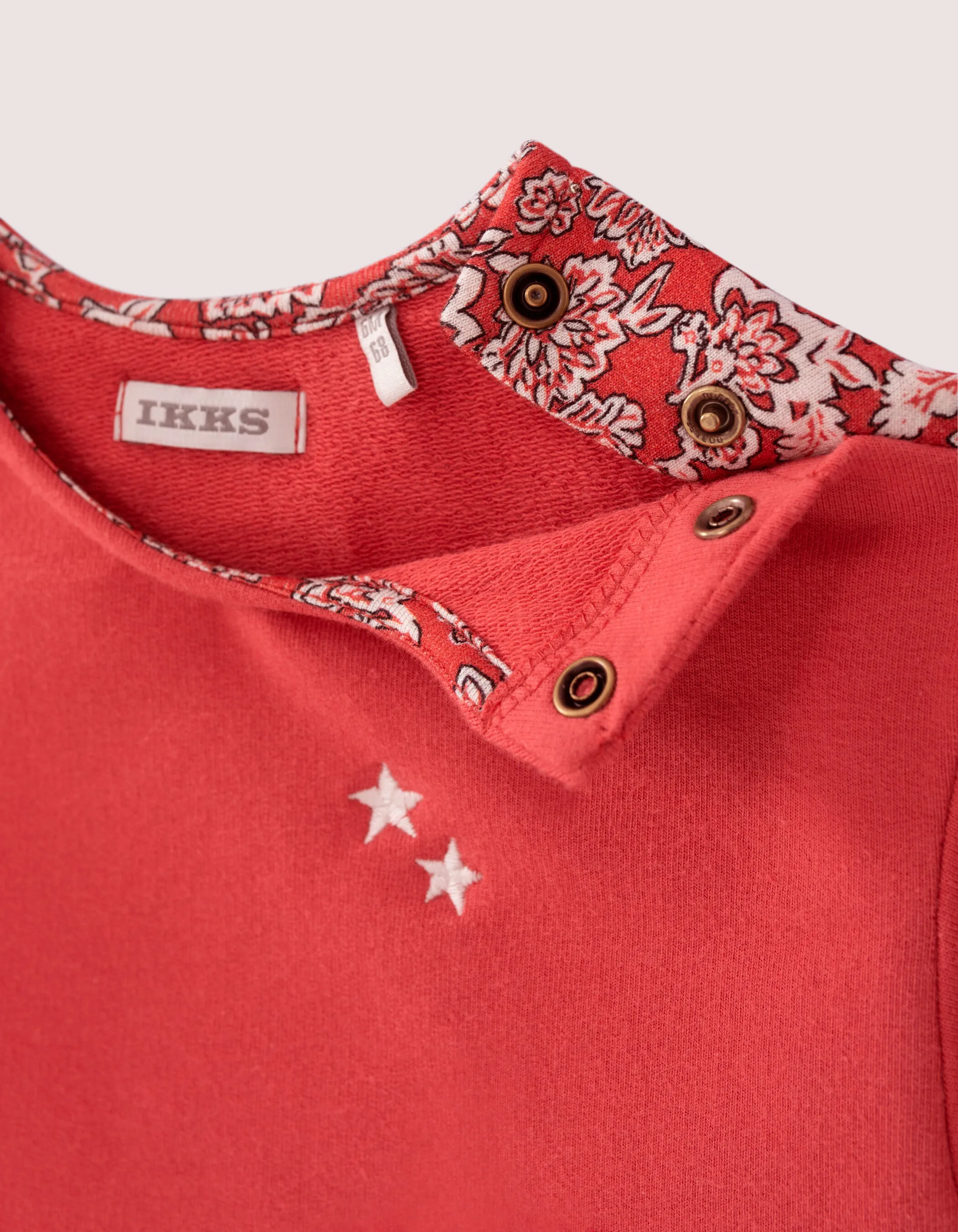 Sweat rouge bi-matière imprimé dos bébé fille