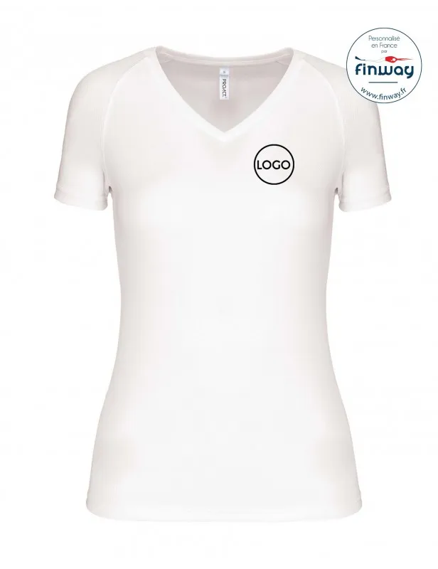 T-shirt de sport Femme col V (Marquage)