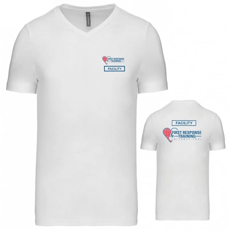 T-shirt FRTI homme col V (marquage cœur et dos + titre)