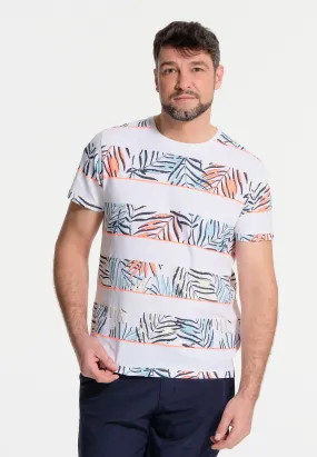 T-shirt homme blanc et ligne de feuilles