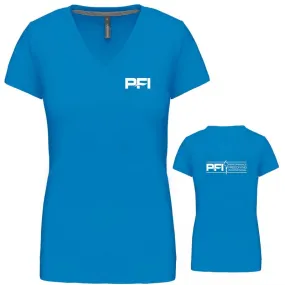T-shirt PFI femme col V (marquage cœur et dos)