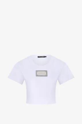 T-shirt raccourci avec plaquette KIM Dolce&Gabbana